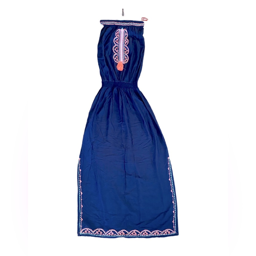 NWT Indonesian Blue Embroidered Maxi Dress